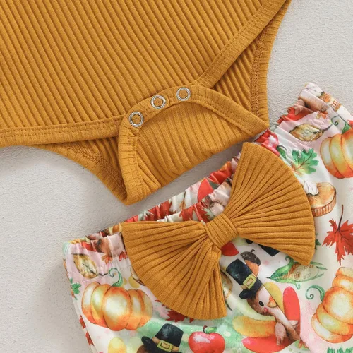 Miniatura 5 de Kuriozud Conjunto de mameluco con volantes para bebé recién nacida, con volantes, lindo conjunto de pantalones acampanados con diadema