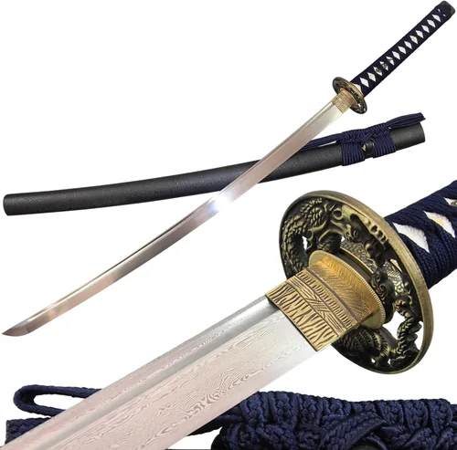 Miniatura 11 de Espada katana japonesa real hecha a mano, espada samurái de espiga completa, 40.5 pulgadas, bolsa de soporte incluida