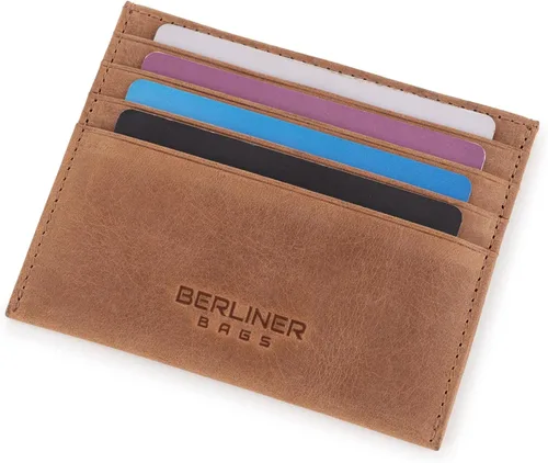 Miniatura 16 de BERLINER BAGS Funda de piel prémium para tarjetas, tarjetero con bloqueo RFID para hombres y mujeres, Negro -, Minimalista