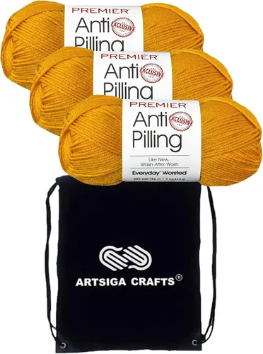 Miniatura 68 de Premier Yarns Everyday Anti-Pelusa Hilo Sólido Verde Pino DN100-8 (6-Madejas - Mismo Lote de Tinta) #4 Peso Estambre Acrílico para Tejer