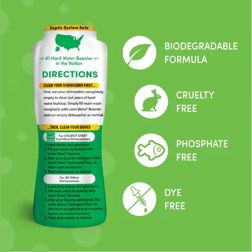 Miniatura 5 de Lemi Shine Potenciador de Detergente Natural para Platos - Removedor de Manchas de Agua Dura - Limpiador Multiusos de Ácido Cítrico - 24 oz