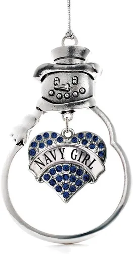 Miniatura 79 de Inspired Silver - Fuerza Aérea - Adorno de Navidad plateado - Adorno de árbol de Navidad con colgante de corazón azul con circonita cúbica