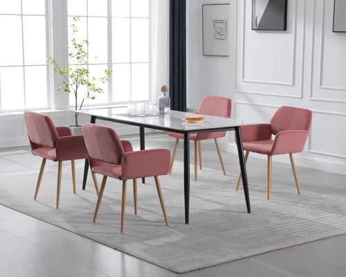 Miniatura 9 de KCC Sillas Pequeñas y Modernas con Brazos para Comedor 1 Pieza, Asiento Lateral Tapizado en Terciopelo de Mediados de Siglo Club para Invitados
