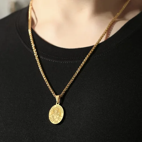 Miniatura 2 de Medalla de collar de San Cristóbal y José, Antonio, JudeMiguel para hombres y niños, colgante de San Cristóbal con cadena de 24 pulgadas, Latón, No