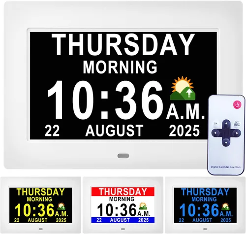 Miniatura 9 de MASSII 【2025 Nuevo】 Reloj Grande de 11.5" Hablante con Fecha y Hora de Voz, Reloj de Calendario para Demencia, DST Auto, 20 Recordatorios
