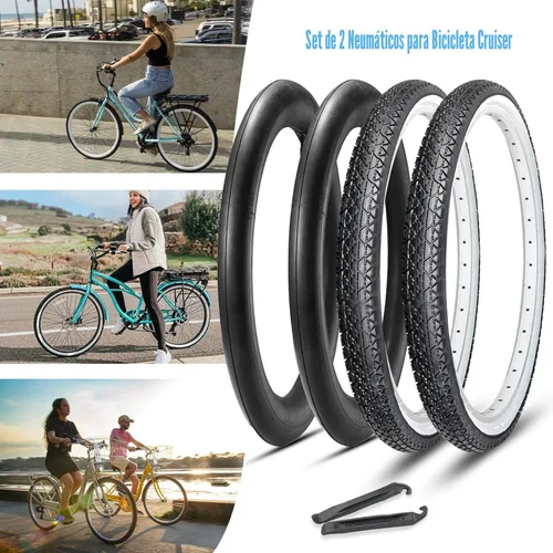 Miniatura 7 de Neumáticos de bicicleta playera de 26x2.125: Juego de reemplazo de MOHEGIA de 2 paquetes de neumáticos plegables de 26 pulgadas con juego de tubos