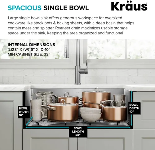 Miniatura 7 de Kraus - KHU100-30 - Fregadero de cocina de acero inoxidable, de 30 pulgadas