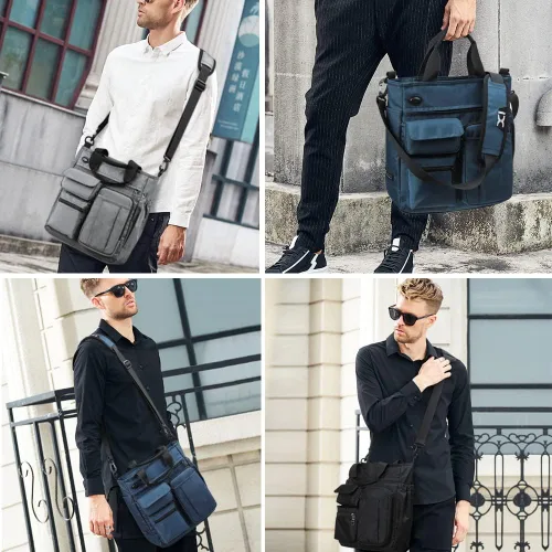 Miniatura 2 de IX INOXTO Bolsa de mensajero para hombre, bolsa de hombro para computadora portátil, bolsa de trabajo para oficina, maletines impermeables