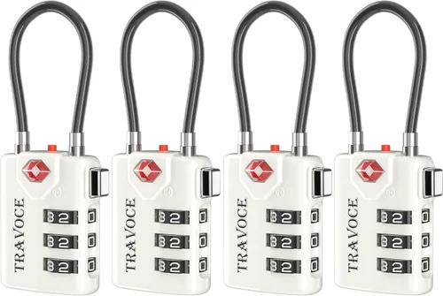 Miniatura 45 de Search Alert - Cerraduras de cable de equipaje de combinación de viaje aprobadas por la TSA para maleta, casillero de gimnasio, caja