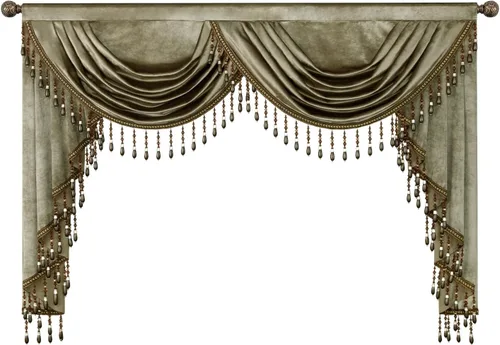 Miniatura 40 de VOGOL Cenefa de cortinas de terciopelo grueso para dormitorio, cenefas de cascada de lujo con aislamiento térmico dorado para sala de estar formal