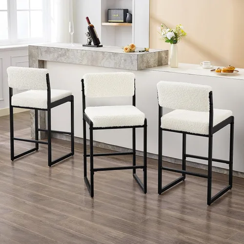 Miniatura 27 de SAECKBERG Taburetes de bar modernos de altura de mostrador, sillas de barra de 26 pulgadas de altura con respaldo, taburetes tapizados, taburetes