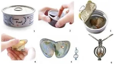 Miniatura 8 de Pearlina - Plata esterlina. Kit de perla de agua dulce en ostra. Collar con dije medallón enjaulado, 18".
