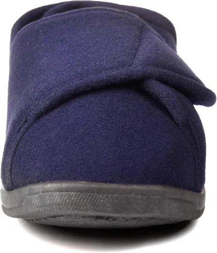 Miniatura 3 de Pantuflas para diabéticos de espuma viscoelástica 80-D para hombre con cierres ajustables, ancho extra ancho, cómodo, cálido, forro polar, artritis