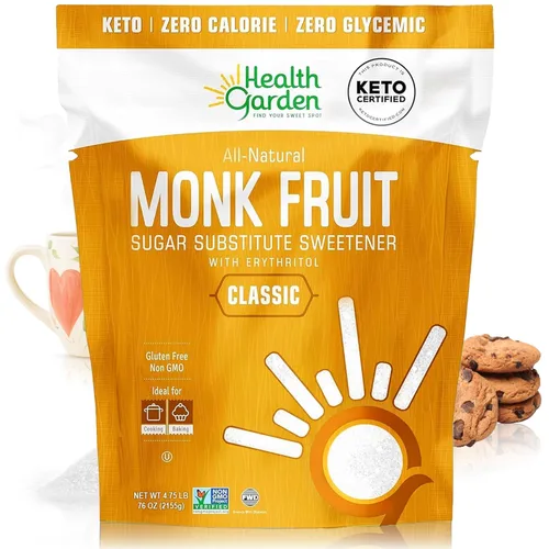 Miniatura 8 de Health Garden Edulcorante de fruta de monje, clásico, sin OMG, sin gluten, sustituto del azúcar, Kosher, apto para dieta cetogénica (3 libras)