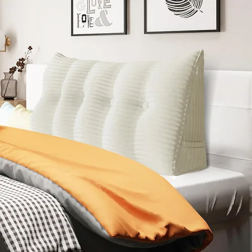 Miniatura 19 de Almohada de cuña gruesa de 14 libras tamaño King para cabecero, posicionador de cuerpo, almohada de lectura triangular para sentarse en la cama