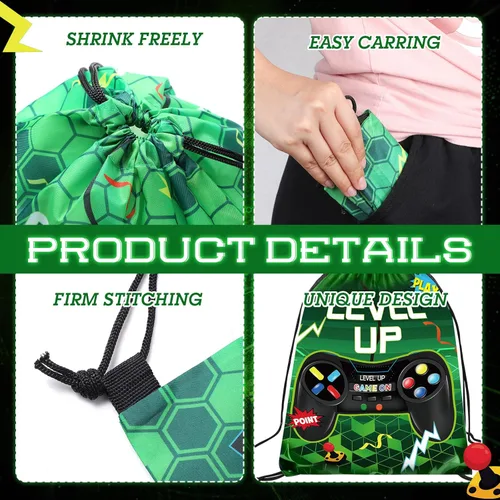 Miniatura 3 de Eccliy 20 piezas de bolsas de regalo para fiesta de videojuegos, bolsas de cordón de cumpleaños para jugadores, para niños, niños y niñas, 30 x 25