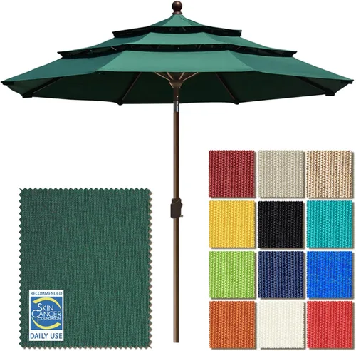 Miniatura 38 de EliteShade USA Sombrilla de Mercado de 10 Años Sin Decoloración de 9 Pies 3 Niveles Sombrilla de Patio Sombrilla de Mesa para Exteriores con Beige