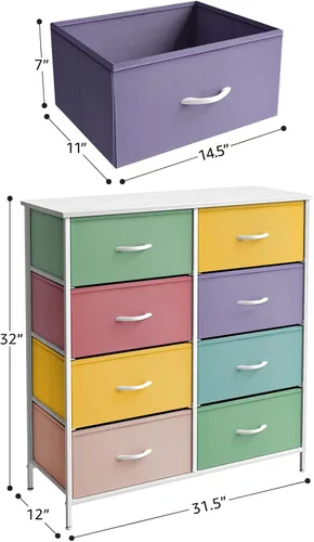 Miniatura 3 de Sorbus - Cómoda para niños con 8 cajones: mueble de almacenamiento en torre para dormitorio, pasillo, armario, organización de oficina, marco
