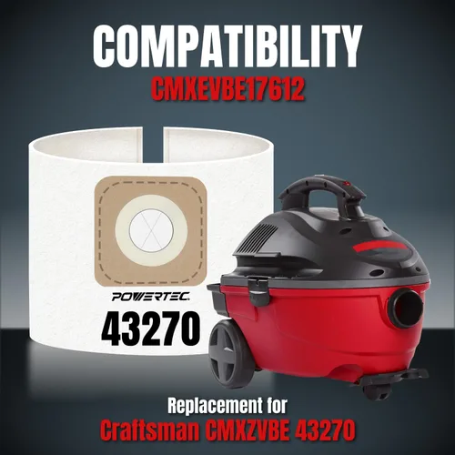 Miniatura 3 de POWERTEC 43270 Shop Vac Bags para aspiradora Craftsman de 4 galones en húmedo/seco, 4 galones, compra bolsas de vacío CMXZVBE43270 para aspiradora