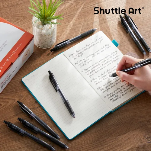 Miniatura 5 de Shuttle Art Bolígrafos de gel negros, paquete de 70 bolígrafos retráctiles de tinta de gel de punta media, escritura suave con agarre cómodo