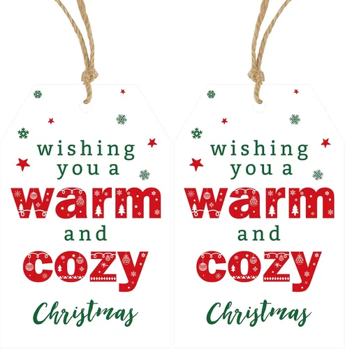 Miniatura 12 de Etiquetas de regalo de Navidad de Anwyll con cuerda - 50 piezas etiquetas de arco rosa feliz feliz feliz Navidad para regalos etiqueta de regalo