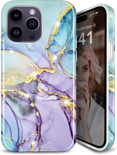Miniatura 15 de Funda dorada con purpurina compatible con iPhone 12 Mini, diseño de mármol, delgada, a prueba de golpes, TPU suave de goma suave, funda de teléfono