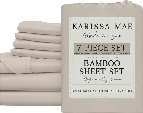 Miniatura 82 de KARISSA MAE Juego de sábanas tamaño individual de viscosa de bambú refrescante, 100% cultivadas orgánicamente, bolsillo profundo de 18 pulgadas