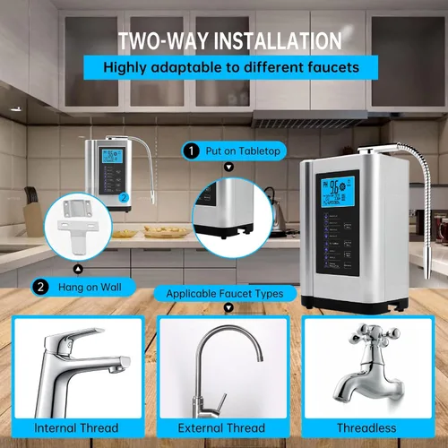 Miniatura 4 de Máquina Ionizadora de Agua Alcalina 729, Filtro Integrado, Produce Agua con pH 4-10.5, 7 Ajustes de Agua, Hasta -570mV ORP, 8000L por Filtro, Plata