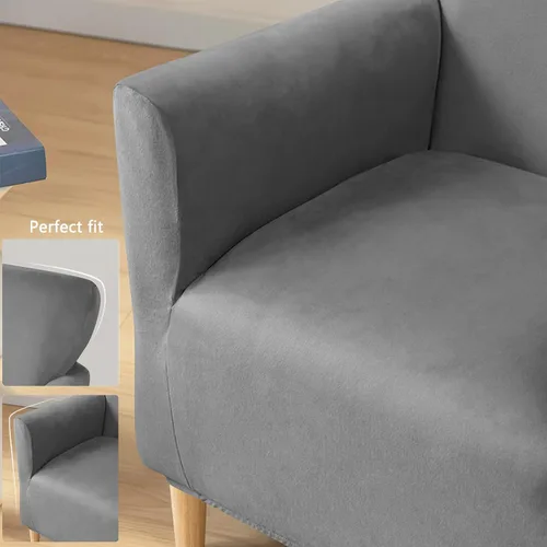 Miniatura 4 de Funda para sillón de color liso, funda de terciopelo de felpa para sillón, fundas gruesas y lavables para sala de estar y dormitorio, color beige