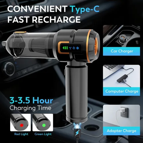 Miniatura 3 de Aspiradora para Automóvil, 22000PA Alta Potencia Aspiradora Portátil de Mano para Automóvil y Soplador de Aire, Mini Aspiradora Inalámbrica