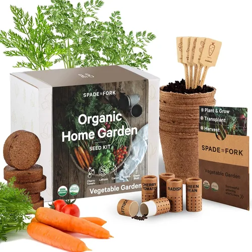 Miniatura 10 de Kit de semillas de jardín de flores comestibles orgánicas, 23 piezas para jardín interior con tierra, macetas, marcadores de plantas, semillas