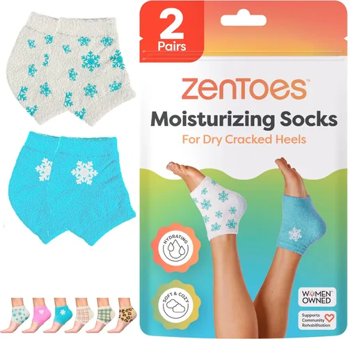 Miniatura 20 de ZenToes Calcetines hidratantes para tratamiento de talón agrietado, vitamina E, calcetines de talón con infusión de aceite de oliva y aceite de Azul