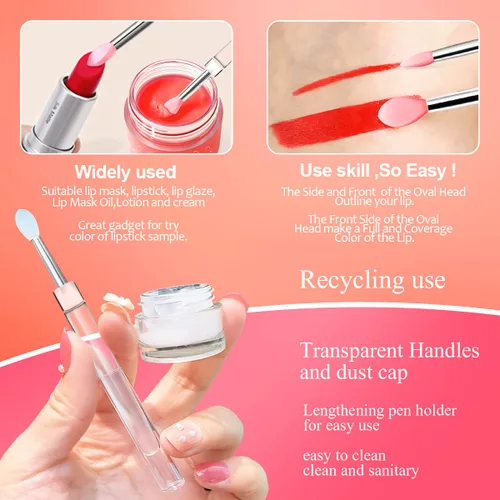 Miniatura 6 de Cepillo de silicona para labios, aplicador de lápiz labial con tapa, 8 brochas de maquillaje reutilizables, varitas de brillo de labios, herramienta