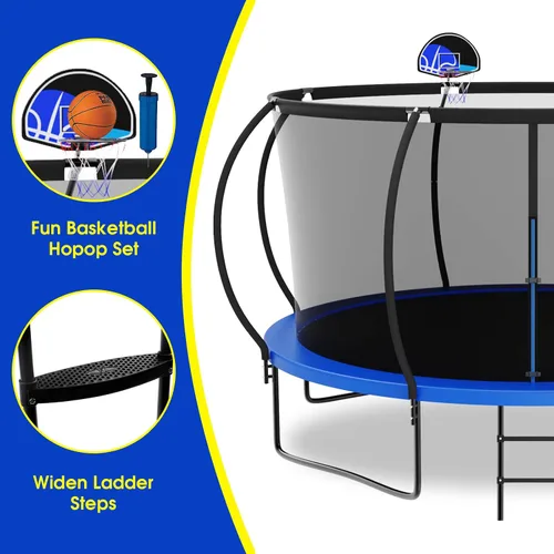 Miniatura 7 de SKYUP 2026 Upgraded 8 10 12 14 15 16FT 1500lbs Tranpoline for Kids and Adults, Recreational Tranpoline with Basketball Hoop, ASTM Approved Azul