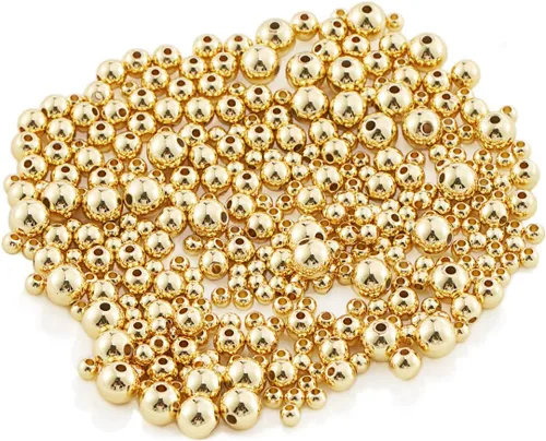 Miniatura 4 de 200 cuentas espaciadoras lisas chapadas en oro de 14 quilates, cuentas espaciadoras sin costuras para collares, pulseras, aretes, fabricación