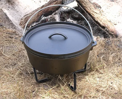 Miniatura 6 de Stanbroil Soporte de tapa de horno holandés plegable de hierro fundido de 8 pulgadas para cocinar fogatas, soporte plegable 4 en 1, herramienta