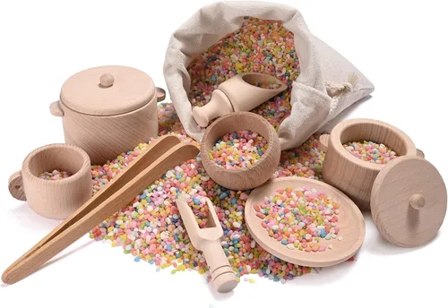 Miniatura 5 de Juguetes de Contenedor Sensorial para Niños Pequeños - Plato y Pinzas de Juego de Simulación Montessori y Waldorf - Juguetes de Aprendizaje