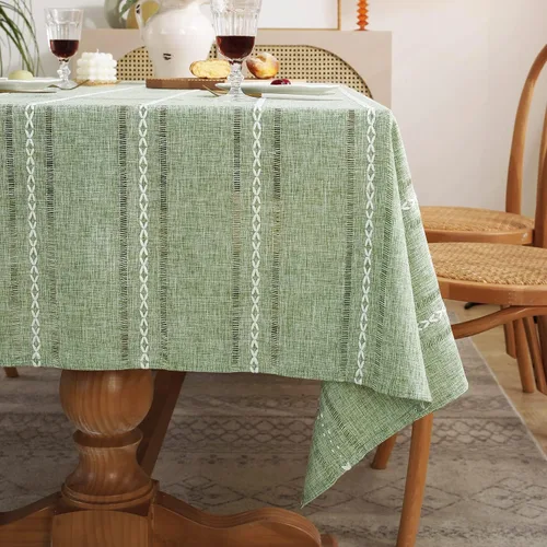 Miniatura 7 de Chassic - Manteles de lino estilo granja de 60 x 120 pulgadas, paños de mesa para comedor resistentes a las arrugas y lavables para mesas Hemstitch