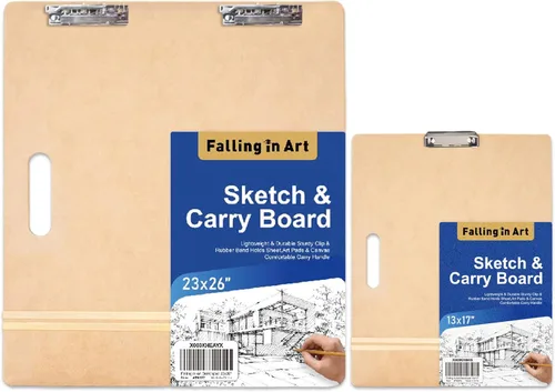 Miniatura 12 de Falling in Art 14x18 Tablero de bocetos, tabla de dibujo portátil para artistas con clip resistente y bandas de goma, tabla de dibujo portátil
