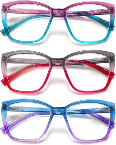 Miniatura 8 de NORPERWIS Gafas de lectura para mujer, bisagra de primavera, lentes de gran tamaño para mujer