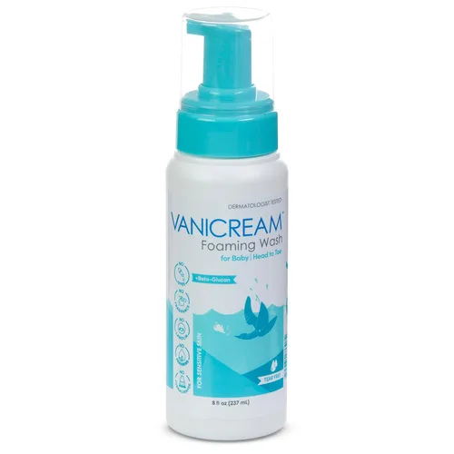 Vanicream Limpiador Espumoso para Bebé, 8 Oz, Limpieza Suave e Hidratación, Champú y Gel de Baño para Bebé Sin Lágrimas con Beta-Glucano, Formulado