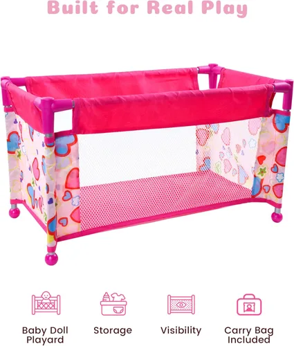 Miniatura 8 de BABESIDE Juego de cuna para muñecas de 18 pulgadas, cama de muñeca de bebé, cuna de juguete con bolsa de almacenamiento para accesorios de muñeca