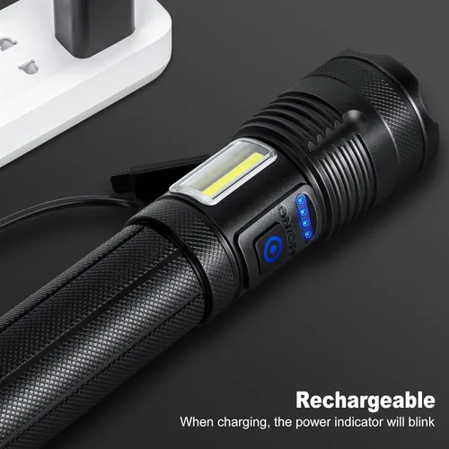 Miniatura 4 de MILAOSHU Linternas Recargables de 90000 Altos Lúmenes, Batería de 10000 ɱAh, Linterna LED con Luz Cob para el Hogar, Súper Brillante, 7 Modos