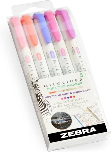 Miniatura 3 de ZEBRA Mildliner - Rotuladores creativos, doble extremo, bonito en rosa y morado