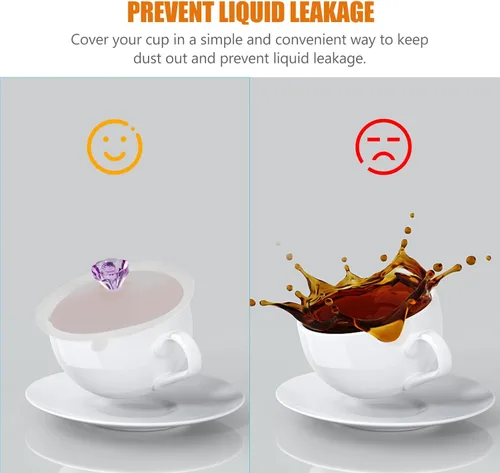 Miniatura 3 de Luxshiny Fundas de silicona para tazas, paquete de 6 tapas transparentes de 4.33 pulgadas, tapas de taza de bebidas reutilizables herméticas