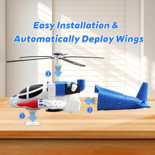 Miniatura 4 de Helicóptero de juguete con luces para niños pequeños, avión de juguete giratorio 360° con música y Bump & Go, regalo de cumpleaños para niños de 3 a