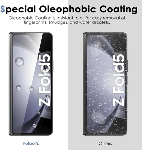 Miniatura 7 de Fotbor Paquete de 3 + 3 + 3 protectores de pantalla para Samsung Galaxy Z Fold 5, película flexible de pantalla interior + protector de pantalla