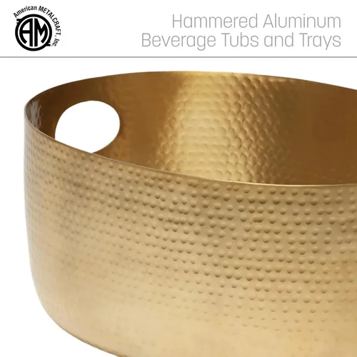 Miniatura 5 de American Metalcraft - Tina de aluminio para bebidas, solución grande para servir fiestas con asas para bebidas, 512 onzas, color dorado