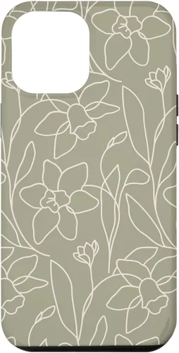 Miniatura 26 de Poppy Flower Line Art Modern Leaves Boho Artichoke Green Case for iPhone 17