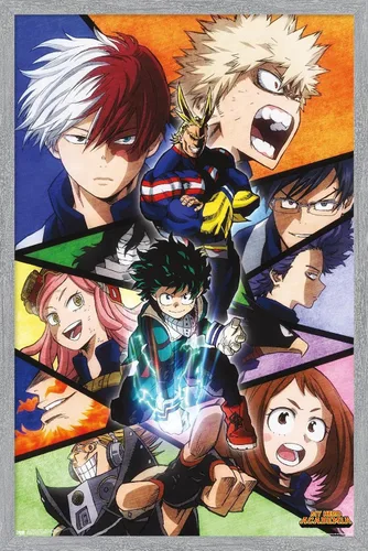 Miniatura 16 de Trends International My Hero Academia-Faces - Póster de pared de 14.725 x 22.375 pulgadas, versión con marco en color madera rústica